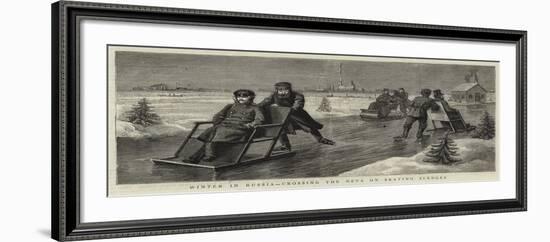 Winter in Russia, Crossing the Neva on Skating Sledges-null-Framed Giclee Print