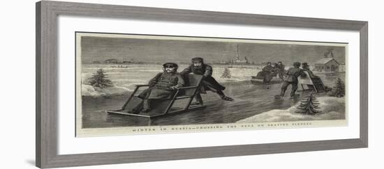 Winter in Russia, Crossing the Neva on Skating Sledges-null-Framed Giclee Print