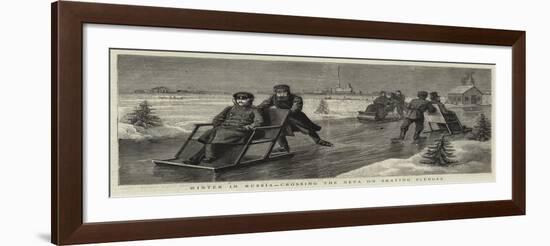 Winter in Russia, Crossing the Neva on Skating Sledges-null-Framed Giclee Print