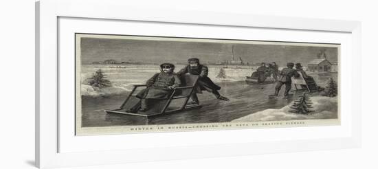 Winter in Russia, Crossing the Neva on Skating Sledges-null-Framed Giclee Print