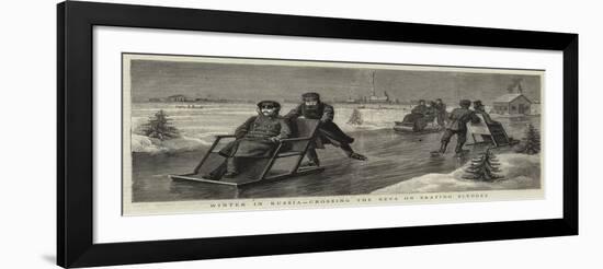 Winter in Russia, Crossing the Neva on Skating Sledges-null-Framed Giclee Print