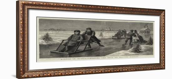 Winter in Russia, Crossing the Neva on Skating Sledges-null-Framed Giclee Print