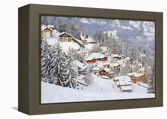 Winter in Swiss Alps (Flumserberg, St. Gallen, Switzerland)-swisshippo-Framed Premier Image Canvas