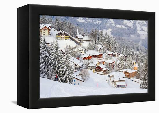 Winter in Swiss Alps (Flumserberg, St. Gallen, Switzerland)-swisshippo-Framed Premier Image Canvas