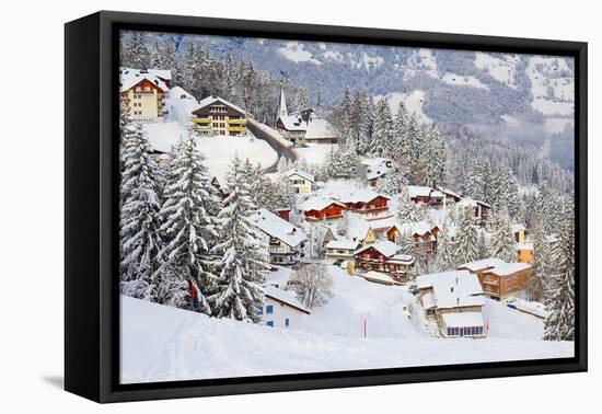 Winter in Swiss Alps (Flumserberg, St. Gallen, Switzerland)-swisshippo-Framed Premier Image Canvas