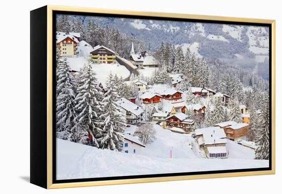 Winter in Swiss Alps (Flumserberg, St. Gallen, Switzerland)-swisshippo-Framed Premier Image Canvas