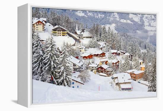 Winter in Swiss Alps (Flumserberg, St. Gallen, Switzerland)-swisshippo-Framed Premier Image Canvas