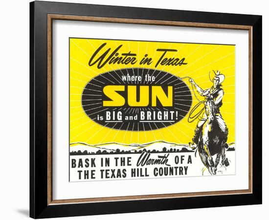 Winter in Texas, Cowboy-null-Framed Art Print