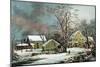 Winter in the Country - a Cold Morning, New England-Currier & Ives-Mounted Giclee Print