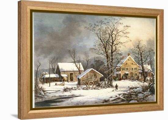 Winter in the Country a Cold Morning-Currier & Ives-Framed Premier Image Canvas