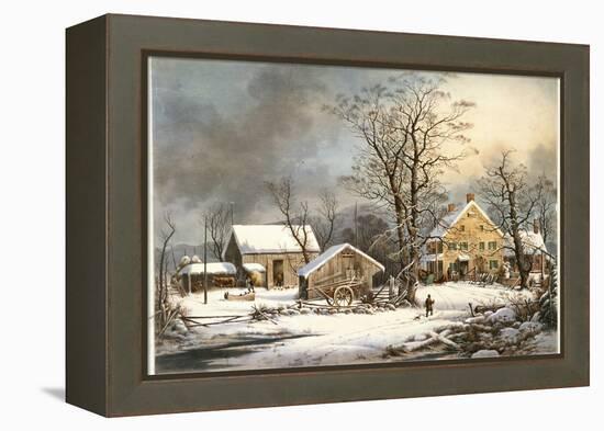 Winter in the Country a Cold Morning-Currier & Ives-Framed Premier Image Canvas