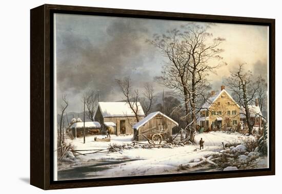 Winter in the Country a Cold Morning-Currier & Ives-Framed Premier Image Canvas