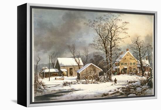 Winter in the Country a Cold Morning-Currier & Ives-Framed Premier Image Canvas