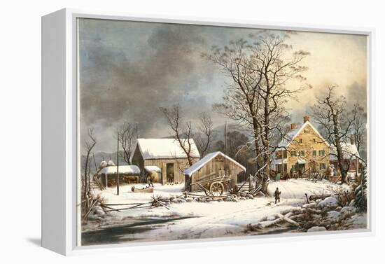 Winter in the Country a Cold Morning-Currier & Ives-Framed Premier Image Canvas