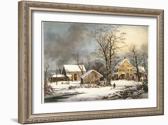 Winter in the Country a Cold Morning-Currier & Ives-Framed Giclee Print