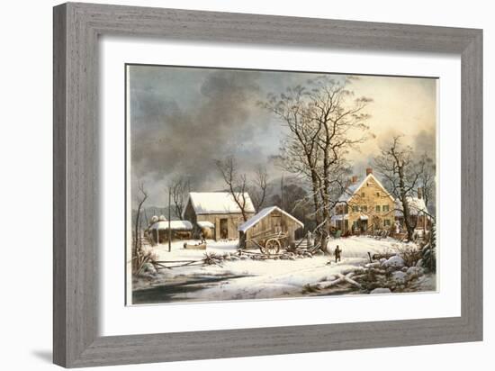 Winter in the Country a Cold Morning-Currier & Ives-Framed Giclee Print