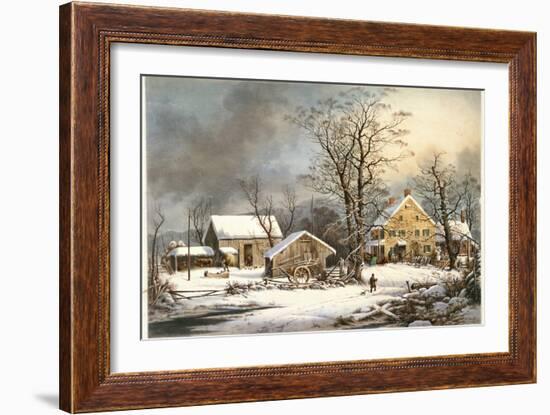 Winter in the Country a Cold Morning-Currier & Ives-Framed Giclee Print