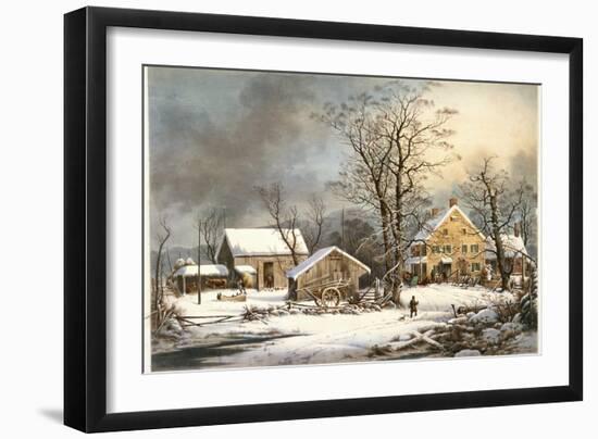 Winter in the Country a Cold Morning-Currier & Ives-Framed Giclee Print