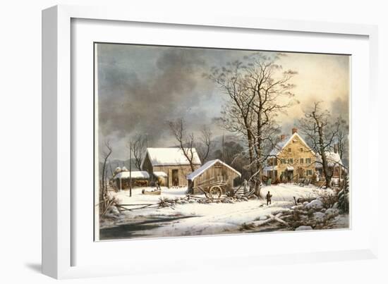 Winter in the Country a Cold Morning-Currier & Ives-Framed Giclee Print