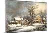 Winter in the Country a Cold Morning-Currier & Ives-Mounted Giclee Print