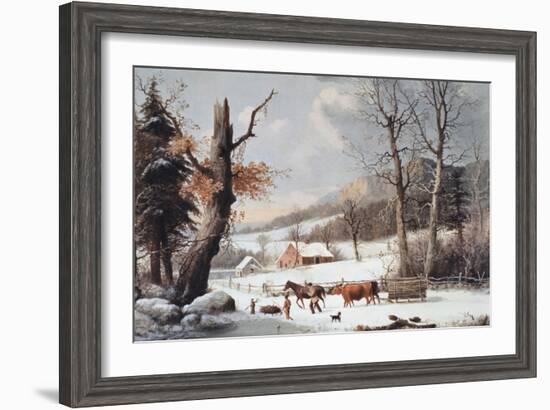 Winter in the Country, Homeward from the Wood-Currier & Ives-Framed Giclee Print