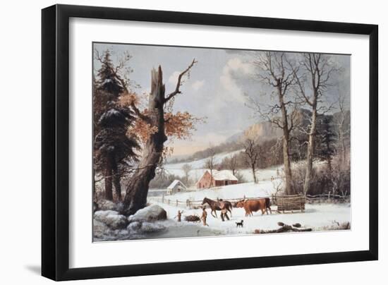 Winter in the Country, Homeward from the Wood-Currier & Ives-Framed Giclee Print