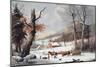 Winter in the Country, Homeward from the Wood-Currier & Ives-Mounted Giclee Print