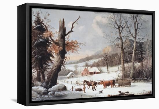 Winter in the Country, Homeward from the Wood-Currier & Ives-Framed Premier Image Canvas