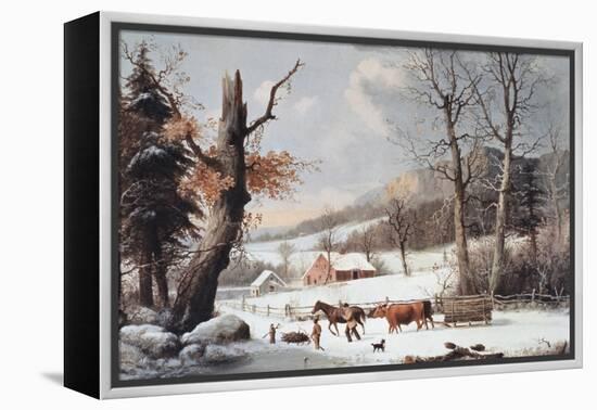 Winter in the Country, Homeward from the Wood-Currier & Ives-Framed Premier Image Canvas