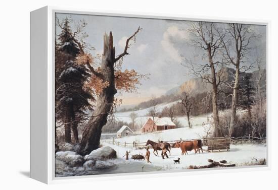 Winter in the Country, Homeward from the Wood-Currier & Ives-Framed Premier Image Canvas