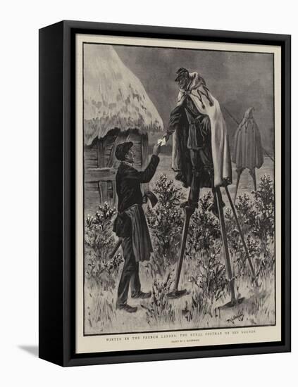 Winter in the French Landes, the Rural Postman on His Rounds-null-Framed Premier Image Canvas