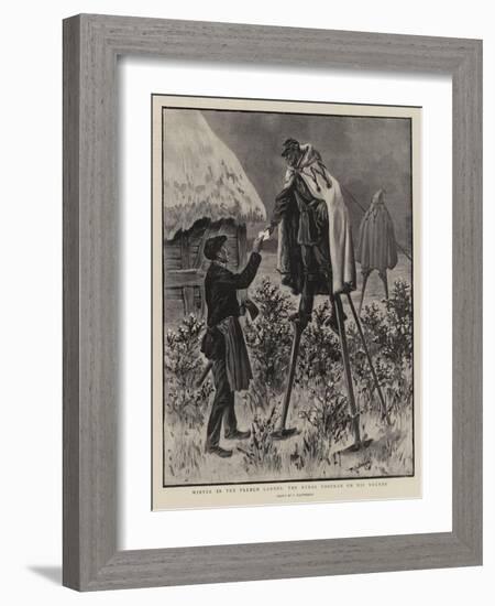 Winter in the French Landes, the Rural Postman on His Rounds-null-Framed Giclee Print