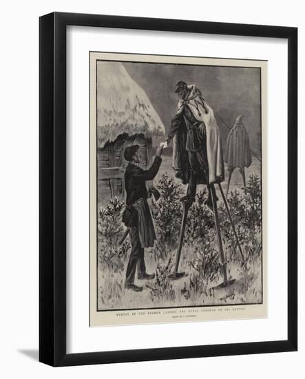 Winter in the French Landes, the Rural Postman on His Rounds-null-Framed Giclee Print