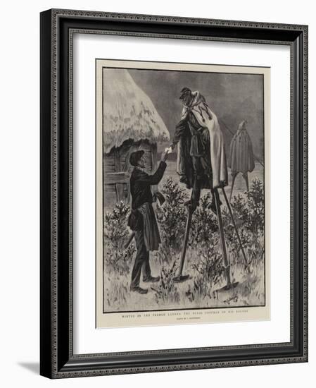 Winter in the French Landes, the Rural Postman on His Rounds-null-Framed Giclee Print