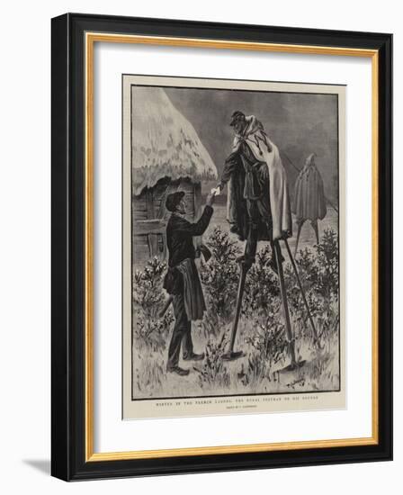 Winter in the French Landes, the Rural Postman on His Rounds-null-Framed Giclee Print