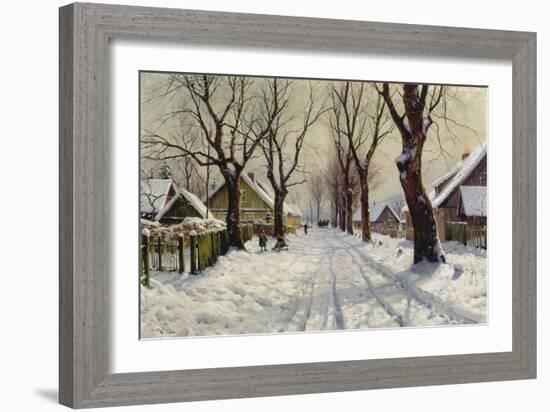 Winter in the Village-Walter Moras-Framed Giclee Print