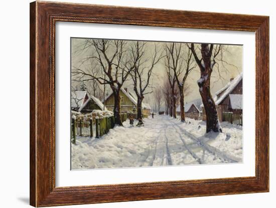 Winter in the Village-Walter Moras-Framed Giclee Print