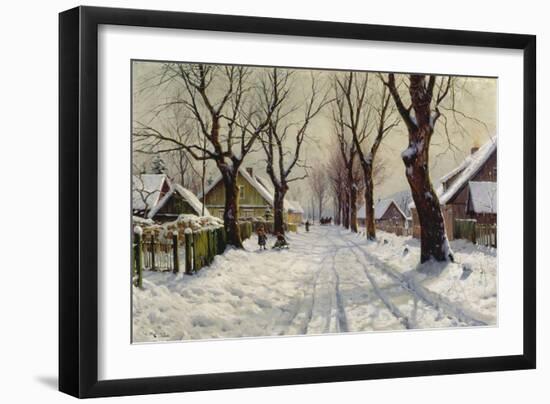 Winter in the Village-Walter Moras-Framed Giclee Print