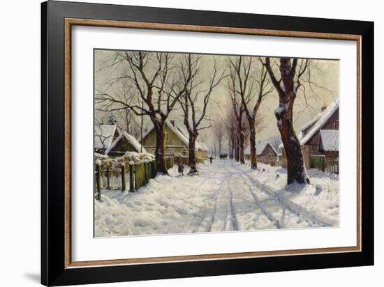 Winter in the Village-Walter Moras-Framed Giclee Print