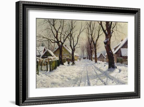 Winter in the Village-Walter Moras-Framed Giclee Print