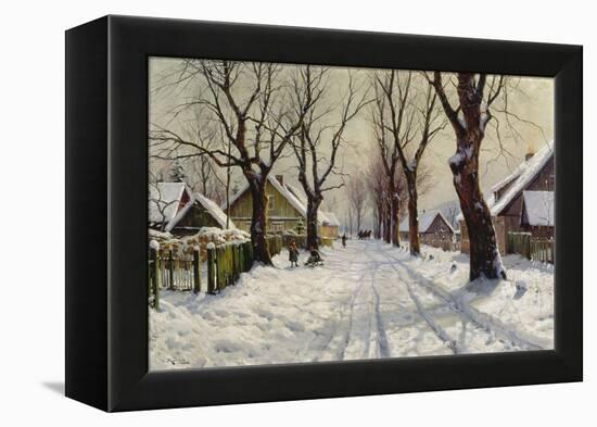 Winter in the Village-Walter Moras-Framed Premier Image Canvas