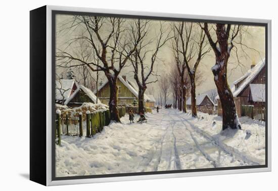 Winter in the Village-Walter Moras-Framed Premier Image Canvas