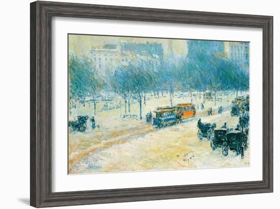 Winter in Union Square-Childe Hassam-Framed Art Print