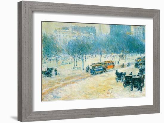 Winter in Union Square-Childe Hassam-Framed Art Print