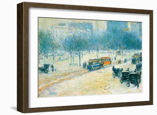 Winter in Union Square-Childe Hassam-Framed Art Print