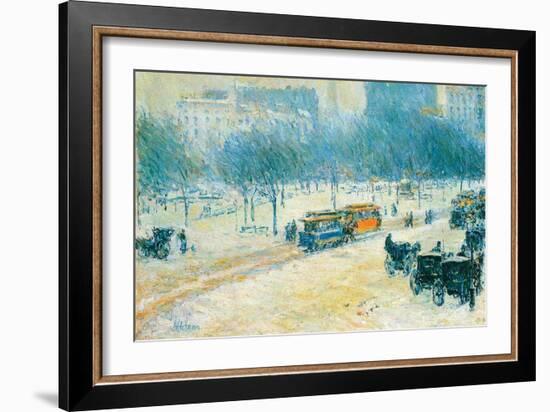 Winter in Union Square-Childe Hassam-Framed Art Print