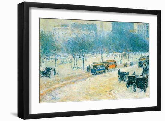 Winter in Union Square-Childe Hassam-Framed Art Print