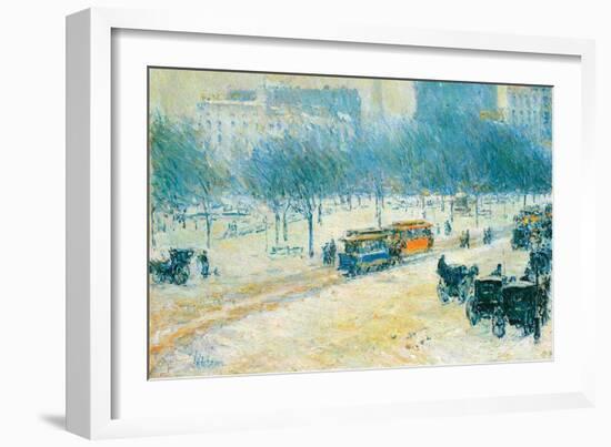 Winter in Union Square-Childe Hassam-Framed Art Print