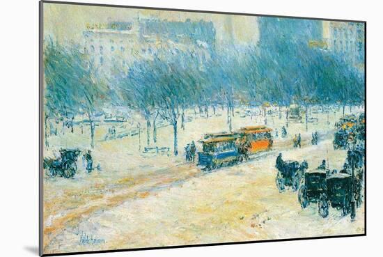 Winter in Union Square-Childe Hassam-Mounted Art Print