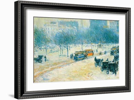 Winter in Union Square-Childe Hassam-Framed Art Print
